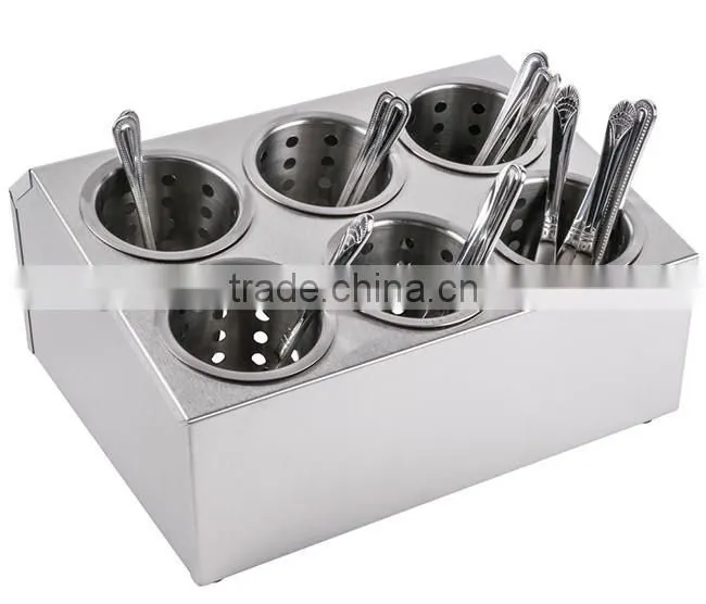 Kitchen organizer double line six grids stainless steel cutlery flatware holder