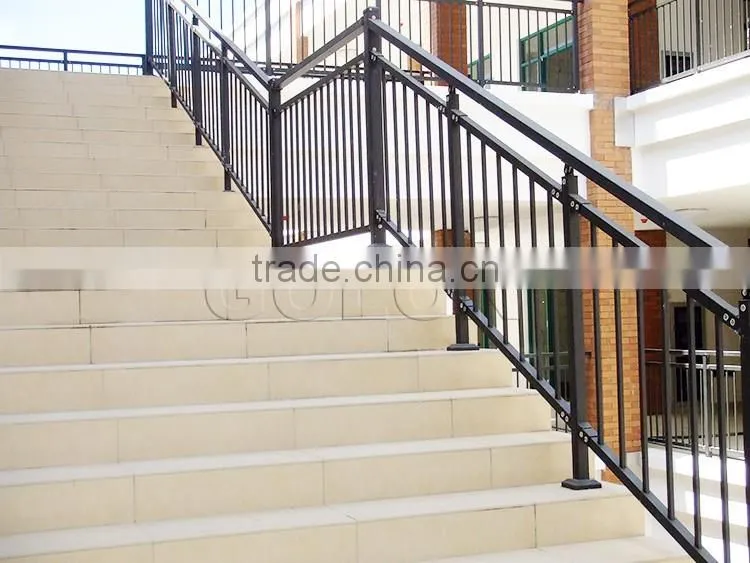 Aluminum Material and Flooring Mounted modern metal stair railings