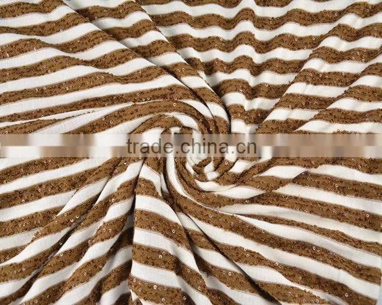 Jiufan Textile 2015 New Style Sequin T/R Polyester Viscose Knitted Hacci Fabric for Sweaters