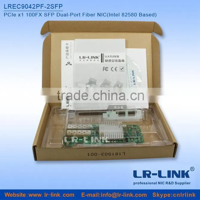 LREC9042PF-2SFP PCIe x1 100FX Dual SFP Port Fiber NIC (Intel 82580 Based) Unique Modle in the world