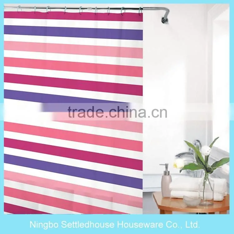 Colorful stripes Printed PEVA Shower Curtain, Bath Shower Windows Curtain