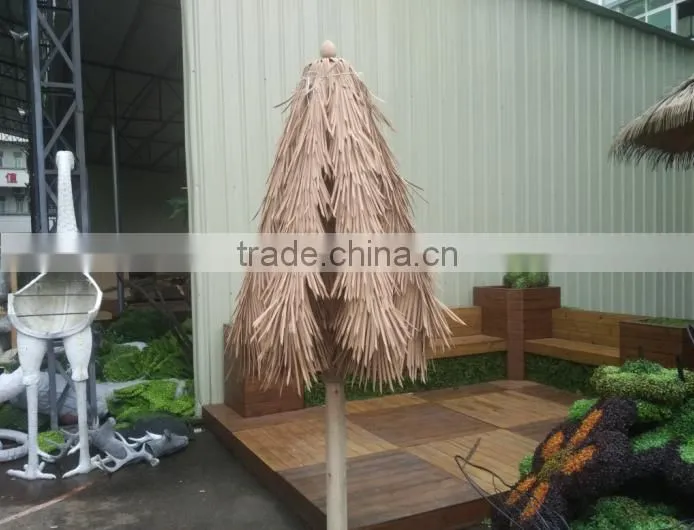 High class sun protection waterproof material outdoor artificial folder and Collapsible thatch umbrella