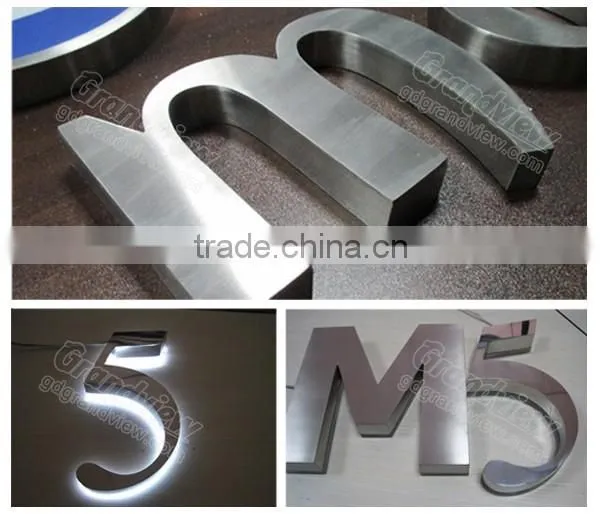 Reverse channel letter signs stainless steel alphabet letters