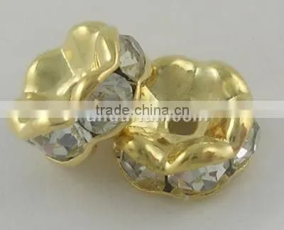 Middle East Rhinestone,Clear, Copper, Golden, Nickel Free, about 6mm in diameter, 3mm thick; hole: 1mm (RSB028NF-01G)