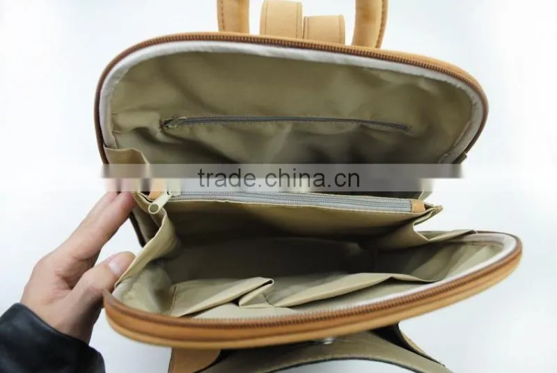 Uique design ladies durable khaki pu leather backpack with Chinese style pattern
