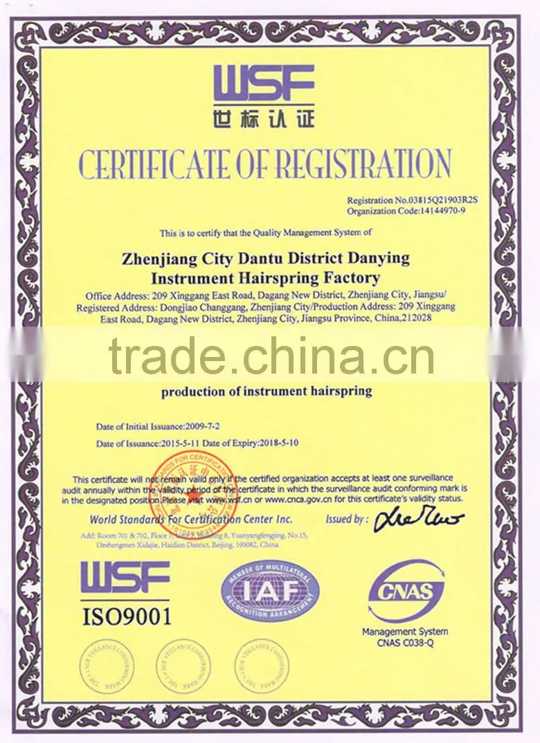 stainless steel hairspring