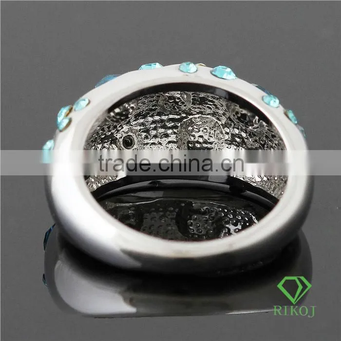 bule austrian crystal 18k white gold plating ring