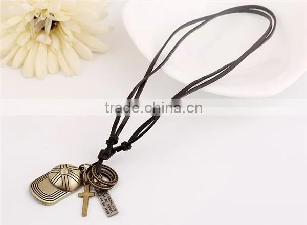 Vintage leather lariat necklace/make braided leather necklace