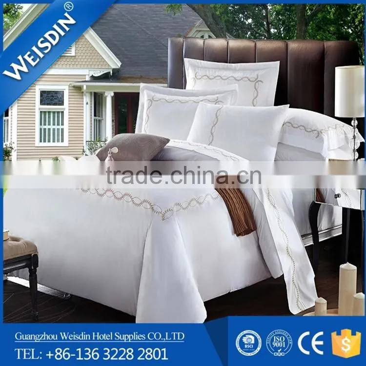 100% cotton percale white color stripe bedding set / bed sheet wholesale