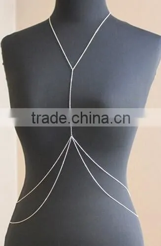 Women Summer Vintage Fashion Sexy Bikini Body Chian Waist Belly Gold Body Chain Necklace