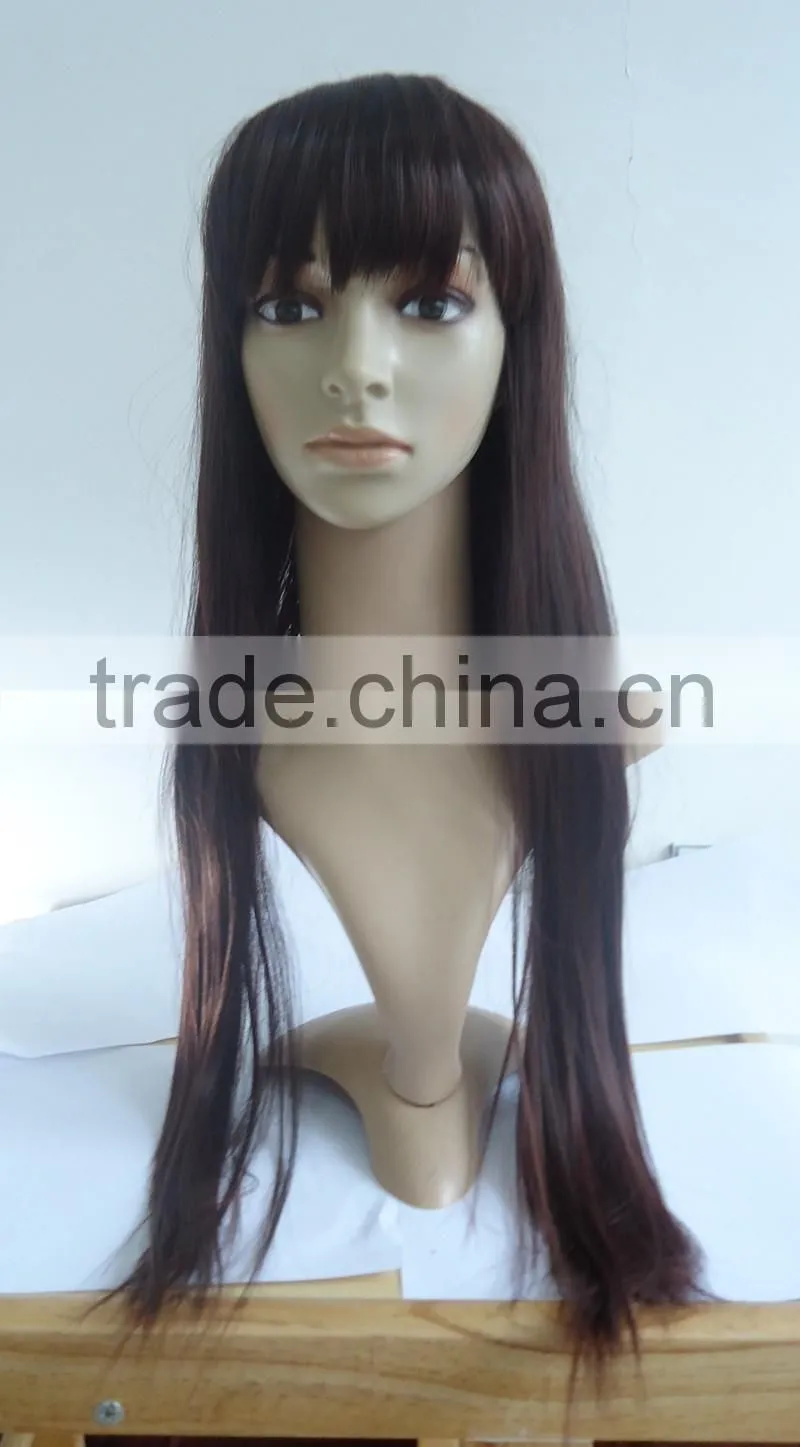80CM Women's Long Straight Wig wtih Full Bangs African American Wig accept paypal