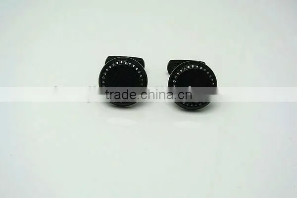 fashion round stainless steel Carbon Fiber Cufflinks