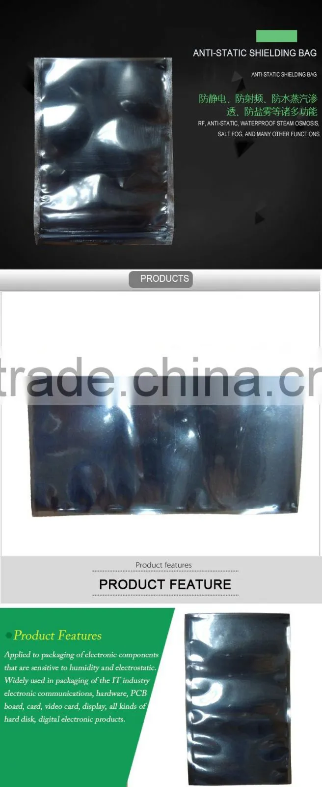 Electronic component anti static bag ,anti-static shielding bags