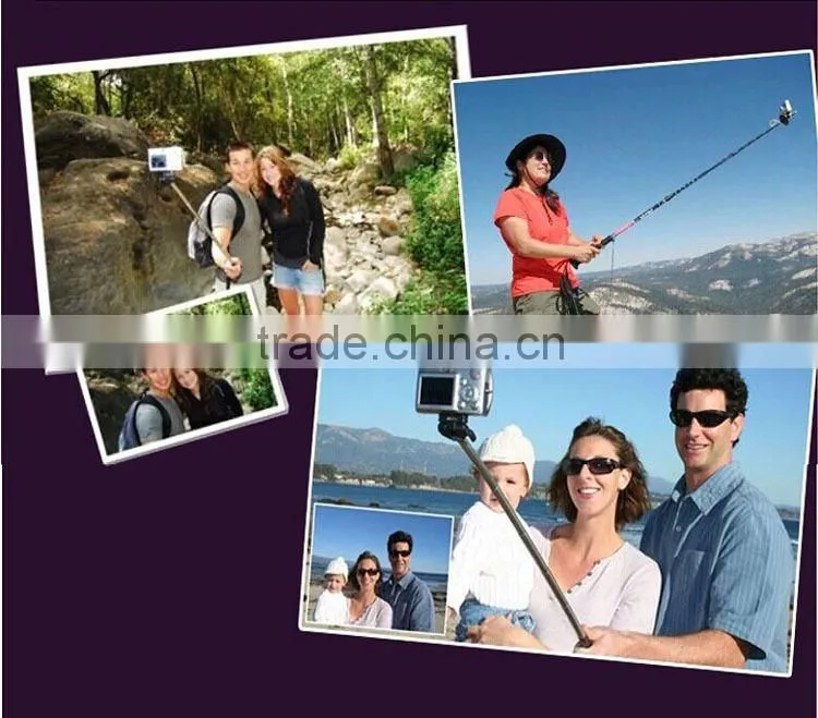 Rose Red Portable Handheld Monopod Extendible Self-portrait Selfie Cell Phone Holder