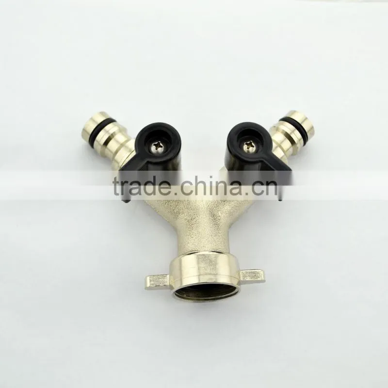 Brass Y shut-off Valve chrome plated garden hose valve Y water valve with butterfly handle 2 way valve