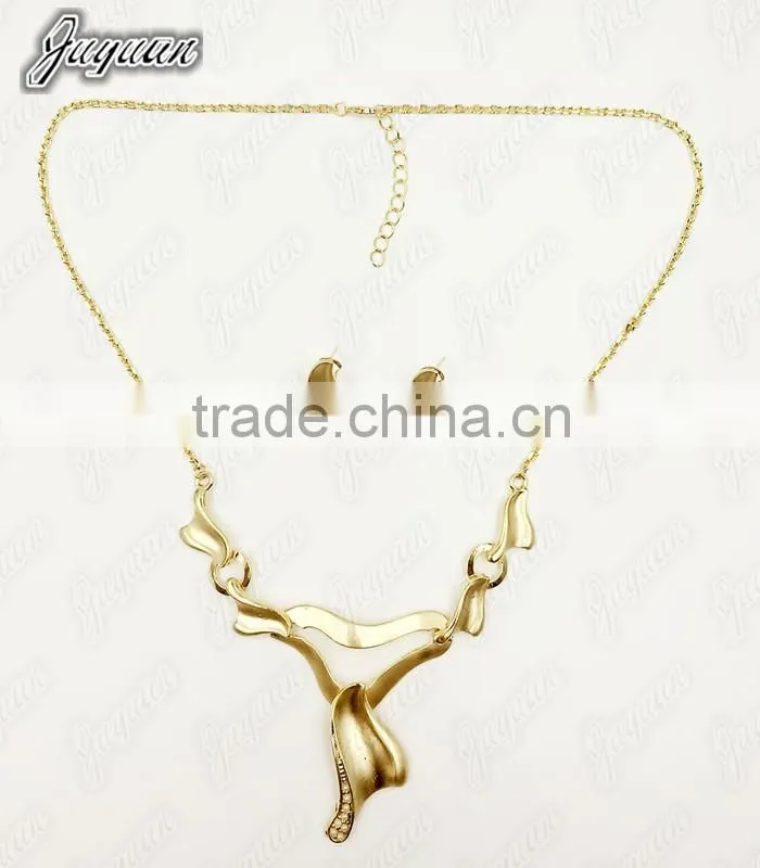 Juyuan Fashion 18K Gold Plated Pendant&Earring semi-gloss set