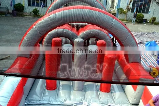 Outdoor Adult Xtreme Rush Inflatable obstacle Course / Castle Slide With Climbing Wall