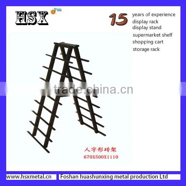 New style metal double-sided ceramic tile display rack with wheels
