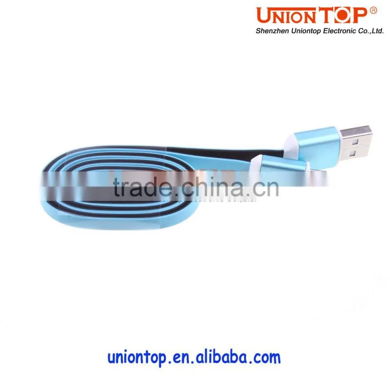 wholesale colorful flat led micro usb data cable for android and smart phone