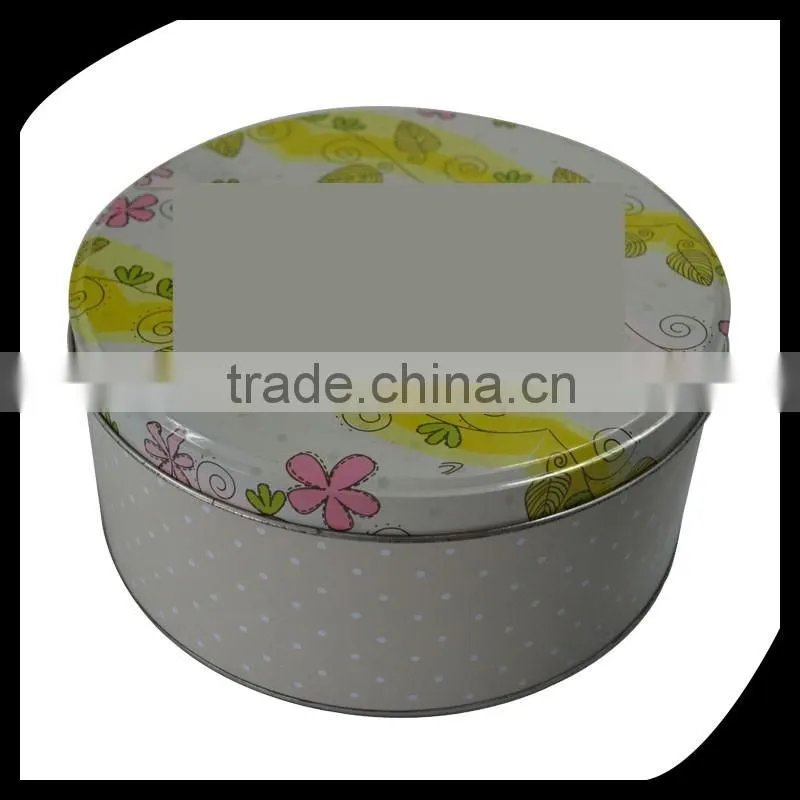 2016Round cookie tin box / custom printed logo metal biscuit tin can / round gift tin for cookie