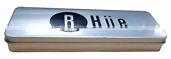 high quality silver hinged rectangular metal pen boxes