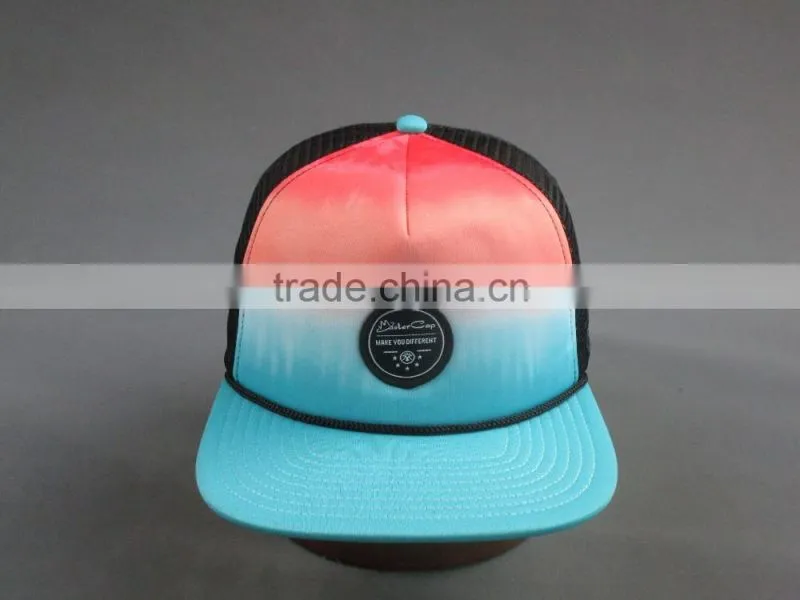 Customer high quality 5 panels snapback hat with woven lable