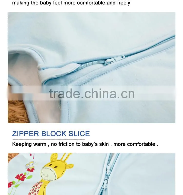 100% cotton anti kicking infant child foot sleeping bag thick filling for autumn and winter pink style