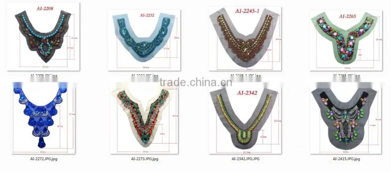 2016 top quality latest fashion design handmade beaded collars