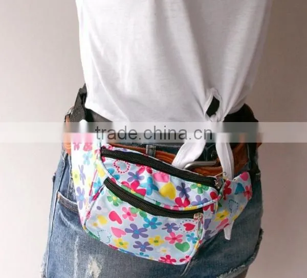RETRO STYLE MULTI BLUETONE WEATHERPROOF FLOWER FLORAL HEART FESTIVAL BUM BAG