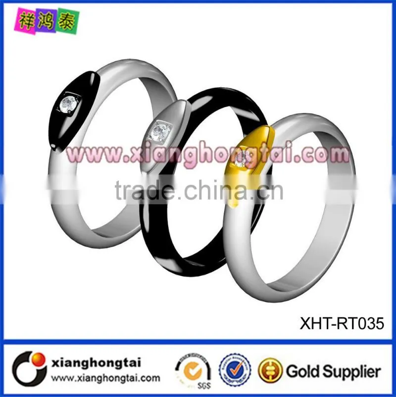 Modern 24K golden Lucky clover Ceramic Finger Ring