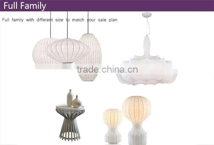 Lantern style fabric shade simple white pendant lamp