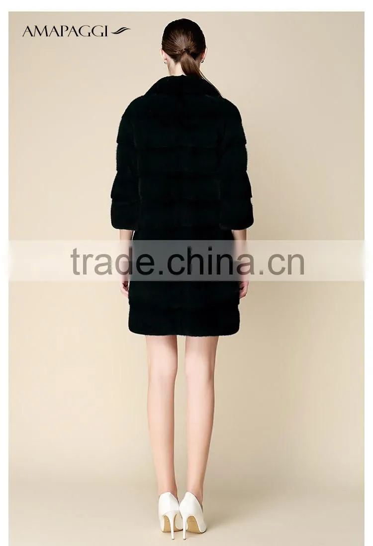 High-end dyed Dark green mink fur coat wholesale