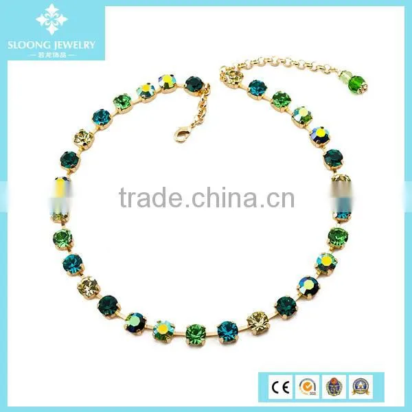 2015 Latest Design Beads Crystal Statement Chain Necklace