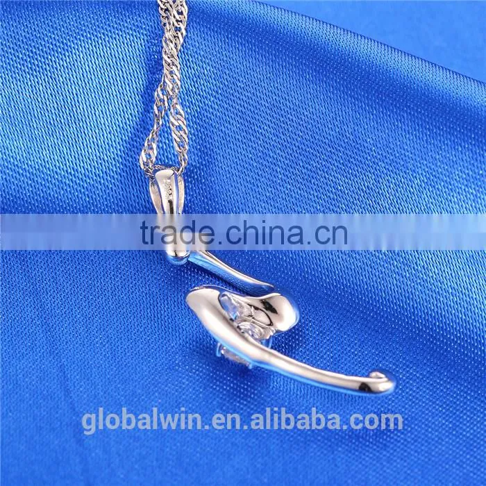 Fashion Simple S Shape Solid 925 sterling Silver Letter Bead Necklaces Pendant