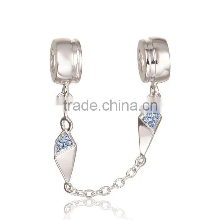New Design Safety Charm Diamond Silver Safety Chain Wholesale Charm A014