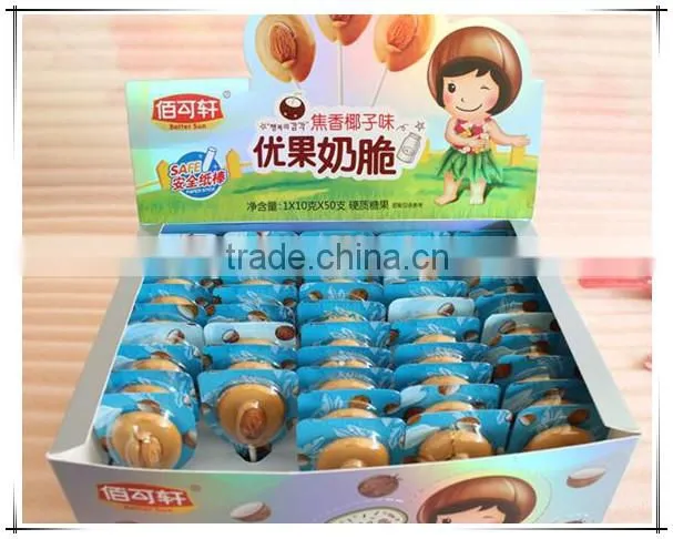 Assorted Flavours Milk Lollipop candy With Crisp Almond
