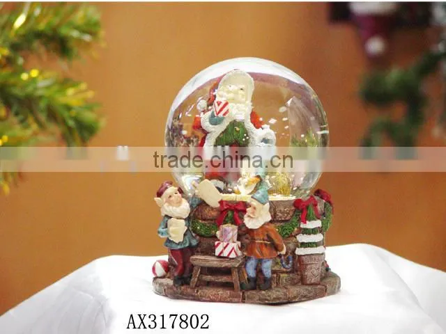 Customized music crystal glass snow ball for Christmas gift resin Craft / christmas glass snow ball
