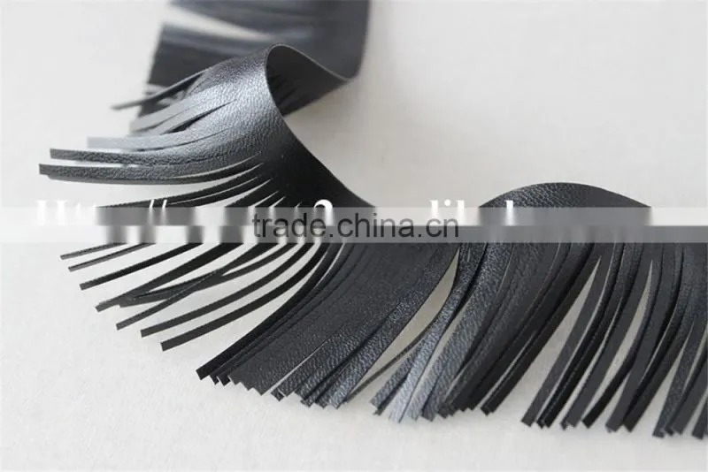 high quality 4.5cm black simplify design tassel lace trims for clothing