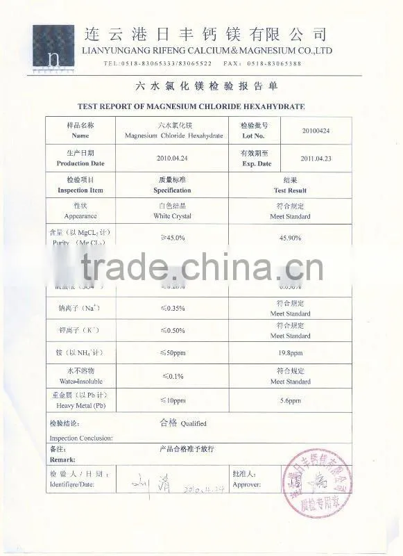 tech grade mgcl2 crystal