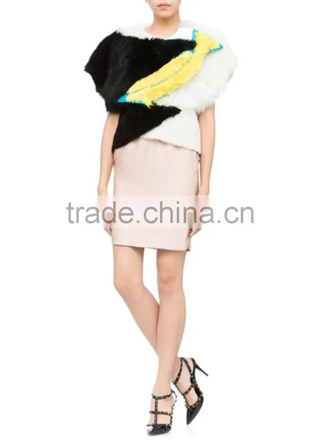 Top fashion women's multicolor 100% sheep full skin jacket