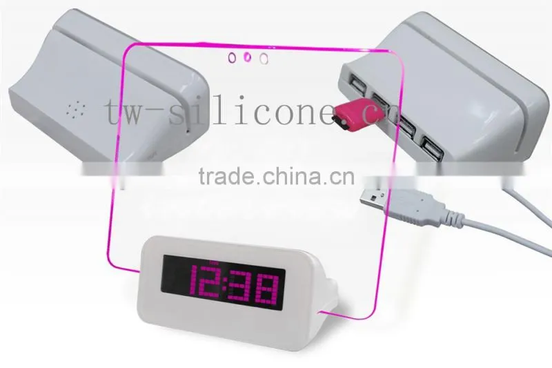 Led alarm clock with usb fluoresent pen clock with leaving message