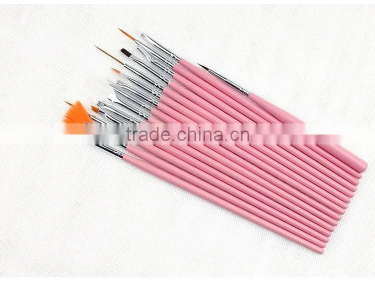 Wholesale 15pcs per set wood handle nail round oil artist paint brush pen set for art painting