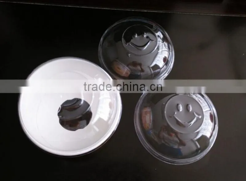 High transparent BOPS bowl lid for paper cake bowl/ Smailing face bowl lids for cake box