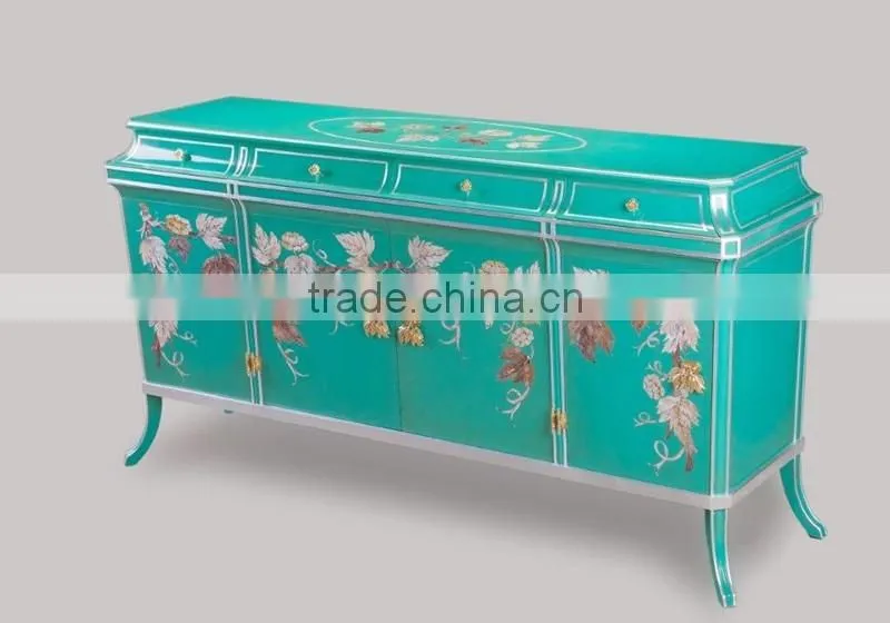 Gilded Bronze Coffee Table With Stained Glass Patterned Top, Unique Design Glass Enamel Brass Square Shaped Tea Table
