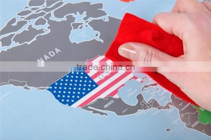 New World Map with Scratch off Flags Edition Tube Packaging Scratch travel world map AMA-13