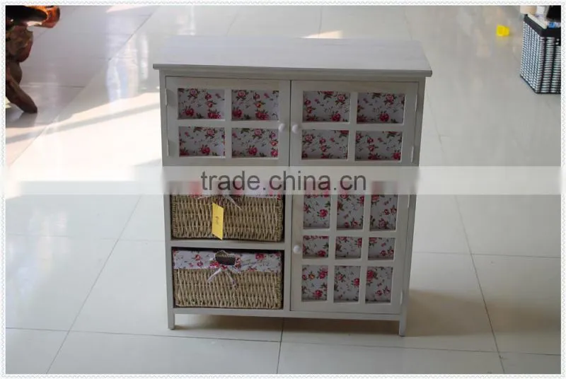 Antique high quality handmade decorative white wooden cabinet with drawer