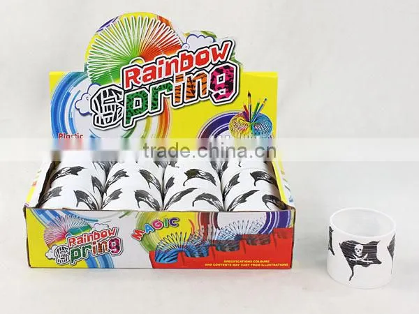 hot sale plastic rainbow spring with pirates flag/promotional gift magic rainbow circle with Jolly Roger