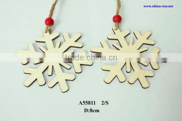 wood hanging snowflake decoration