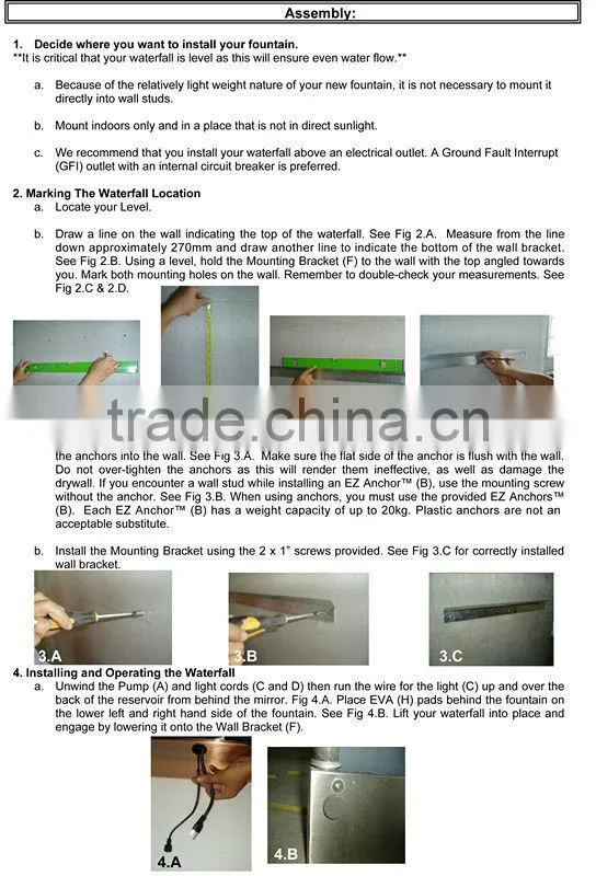 Restaurant indoor wall mounted water wall decorative glass mirror
