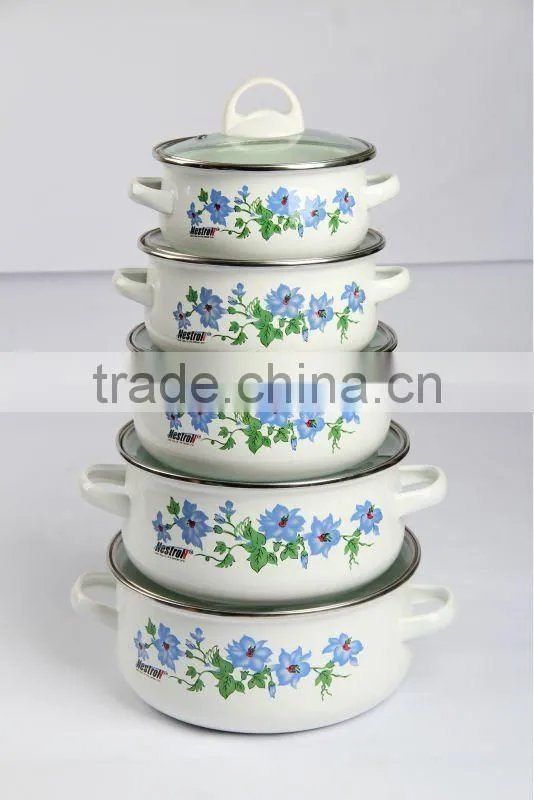 673DG 16-24CM enamel casserole cookware with glass lid
